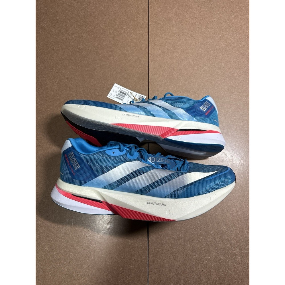 Men's Adidas Adizero Boston 13 Blue Silver  Athletic Shoes  JR4868  Size 13